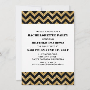 Invitation Gold Chevron Parties scintillant Bachelorette