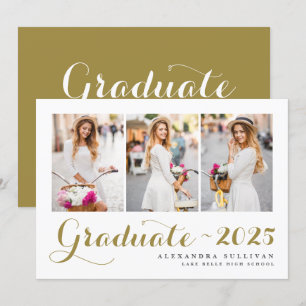 Invitation Gold Class of 2024 Photo Collage Graduation