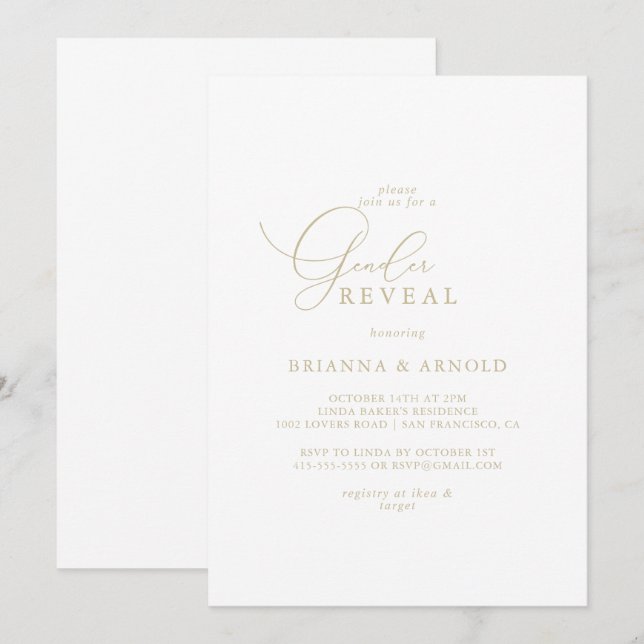 Invitation Gold Classy Chic Minimalist Sveal Party (Devant / Derrière)