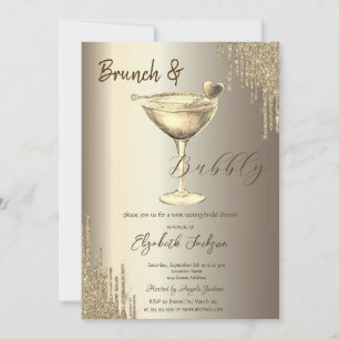Invitation Gold Cocktail Parties scintillant de coeur Bachelo