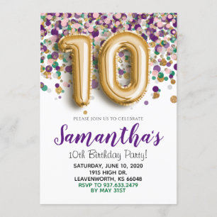 Invitation Gold Confetti 10e anniversaire
