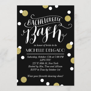 Invitation Gold Confetti Bash  Bachelorette