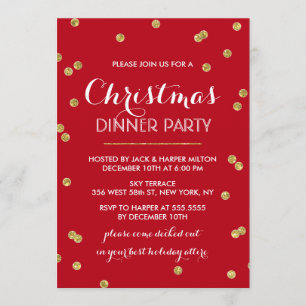 Invitation Gold Confetti Christmas Party (Couleur personnalis
