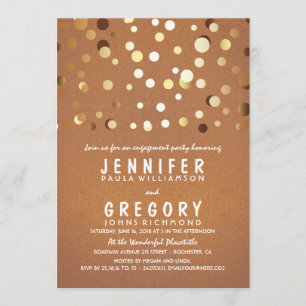 Invitation Gold Confetti Elegant Engagement Party