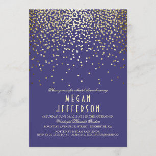 Invitation Gold Confetti - Fête de l'mariée de la marine Star