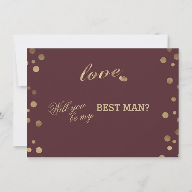 Invitation Gold Confetti Love Bourgogne Mariage Best Man (Devant)