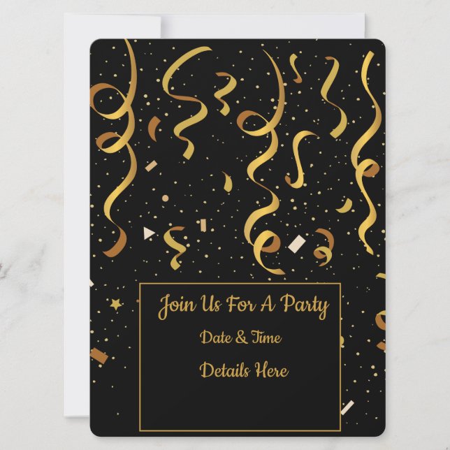 Invitation Gold Confetti Party (Devant)