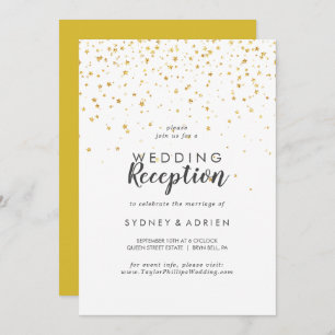 Invitation Gold Confetti Réception de mariage uniquement Invi