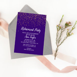 Invitation Gold Confetti sur l'invitation à la retraite pourp