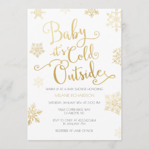 Invitation Gold & Coral Baby c'est Cold Outside Shower Invita