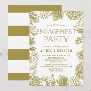 Invitation Gold Corals Frame Beach