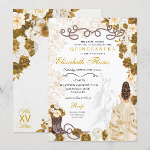 Invitation Gold Cowgirl Charro Western Quinceañera