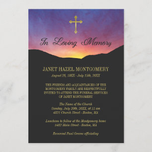 Invitation Gold Cross & Sunrise - Service funéraire