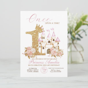 Invitation Gold Crown Castle Princess 1er anniversaire Invi