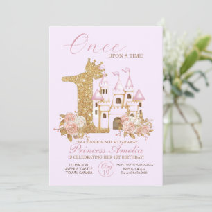 Invitation Gold Crown Castle Princess 1er anniversaire Invi