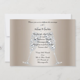 Invitation Gold Diamond Champagne Verre ÉLÉGANT MARIAGE