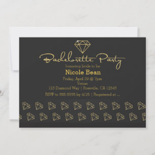 Invitation Gold Diamond Design moderne Bachelorette Party