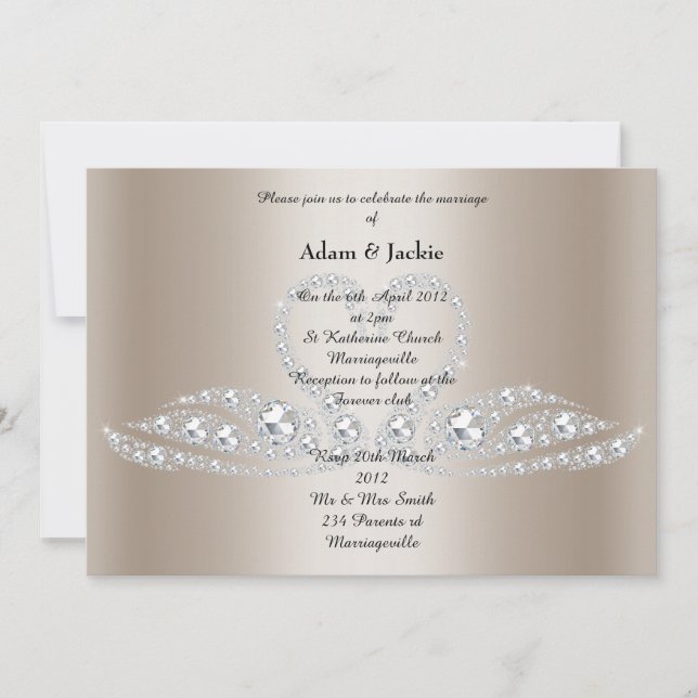 Invitation Gold Diamond SWAN ÉLÉGANT MARIAGE (Devant)