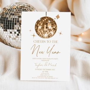 Invitation Gold Disco Ball à la fête du Nouvel An
