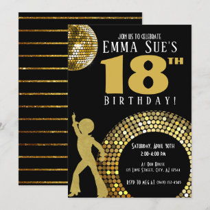 Invitation Gold Disco Ball Studio 54 Party N'importe quel âge