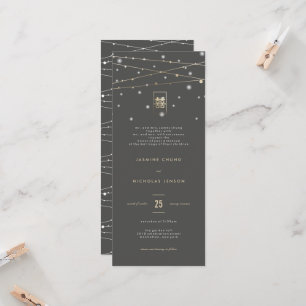 Invitation Gold Double Happy Fairy Lights Mariage chinois