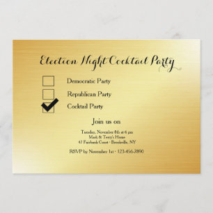 Invitation Gold Election Night Cocktail Party