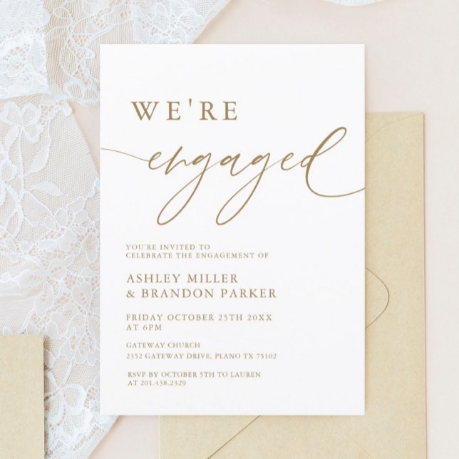 Invitation Gold Elegant Nous sommes engagés dans la partie d' (Créateur téléchargé)