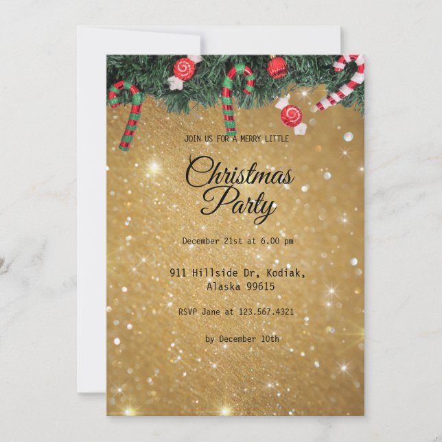 Invitation Gold Elegant Simple moderne fête de Noël (Devant)