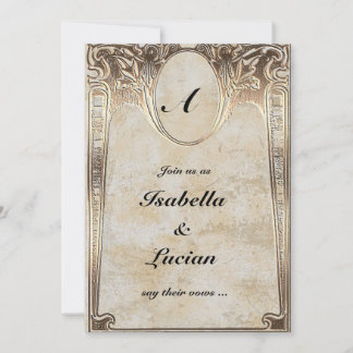 Invitation Gold Embossed Look Steamunk