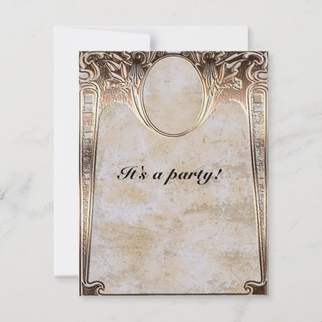 Invitation Gold Embossed Look Steamunk (Devant)