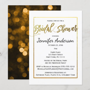 Invitation Gold et Black Fête de l'mariée