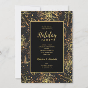 Invitation Gold et Black Floral Fête
