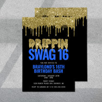 Gold et Blue Drippin Swag 16 Anniversaire