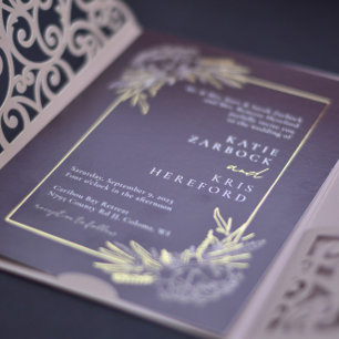 Invitation Gold et Burgundy Peony