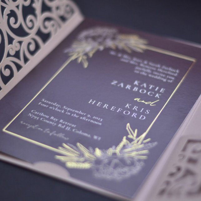 Invitation Gold et Burgundy Peony (Créateur téléchargé)