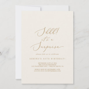 Invitation Gold et Cream Delicate C'est une fête surprise