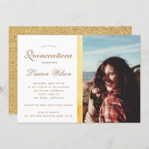Invitation Gold et parties scintillant Quinceanera Photo Invi