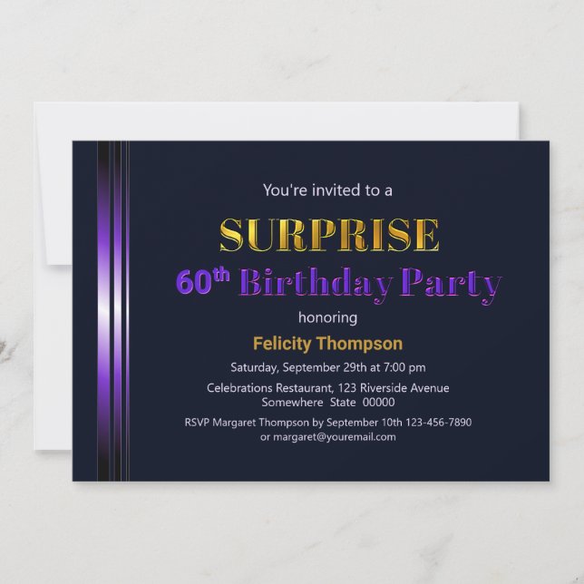 Invitation Gold et Purple Surprise 60e anniversaire (Devant)