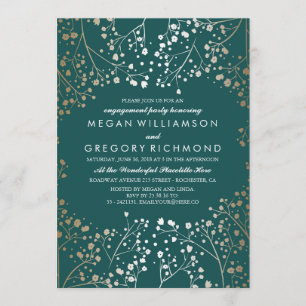 Invitation Gold et Turquoise Bébé's Breath Engagement Party
