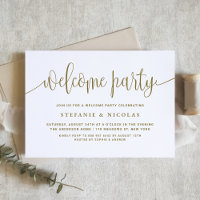 Gold et White Jolie Calligraphie Welcome Party