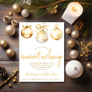Invitation Gold et White Orament Exchange Fête