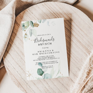 Invitation Gold Eucalyptus Bridesservatrices Brunch Shower