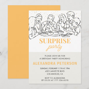 Invitation Gold Family Surprise fête 36e anniversaire