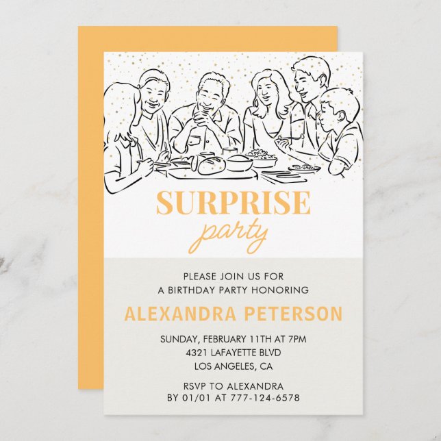 Invitation Gold Family Surprise fête 78e anniversaire (Devant / Derrière)