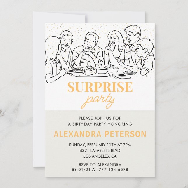 Invitation Gold Family Surprise fête 98e anniversaire (Devant)