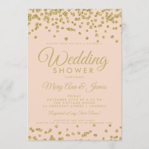 Invitation Gold Faux Parties scintillant Confetti Couple’s Sh