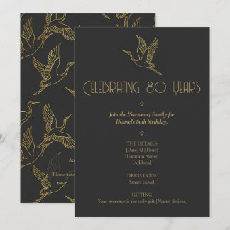 Invitation Gold Filigree Art Deco | Crane 80th Birthday
