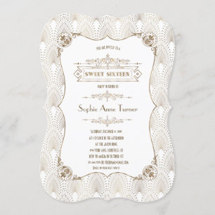 Invitation Gold Fleur-de-lis Great Gatsby 20s Style Sweet 16