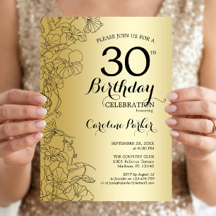 Invitation Gold Floral 30e fête d'anniversaire