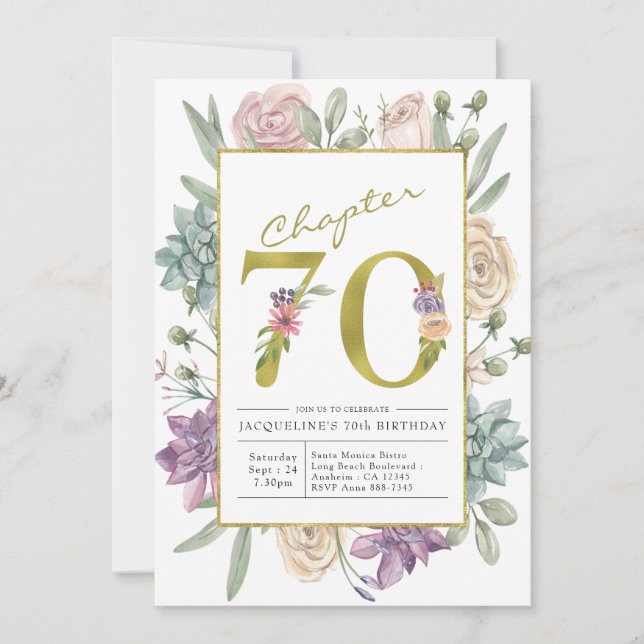 Invitation Gold Floral 70e anniversaire (Devant)